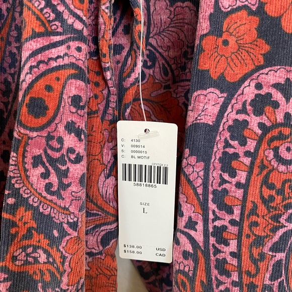 Anthropologie Dayna Corduroy Mini Dress Pink Paisley - Picture 2 of 6